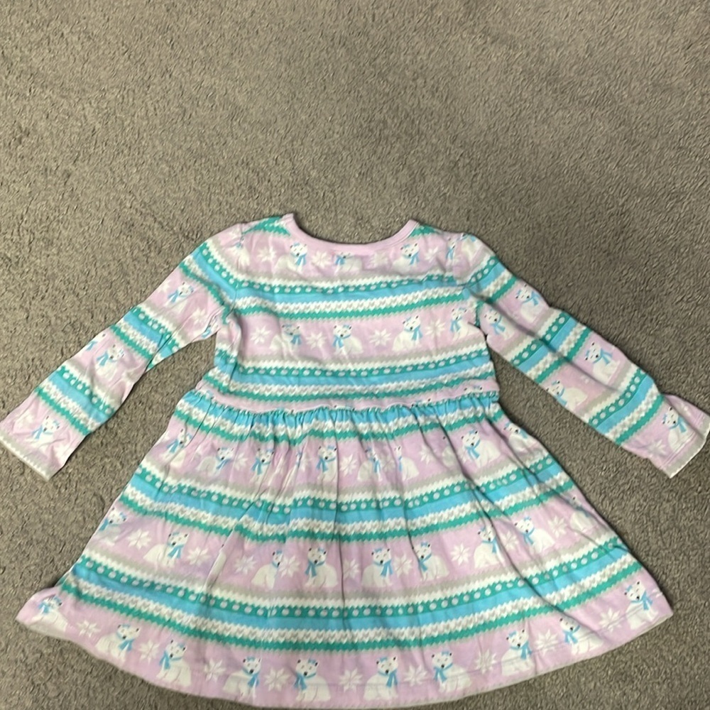 Gymboree Pastel Purple & Blue Stripped Polar Bear Winter Long Sleeve Dress | 3T - Picture 5 of 5